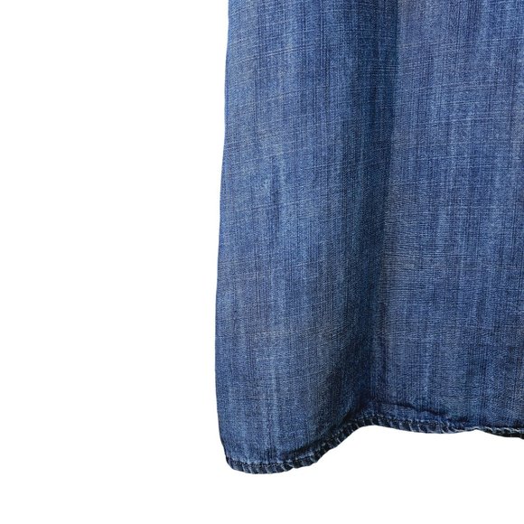 Anthropologie Cloth & Stone Tencil Chambray Bell Sleeve Open Back Dress, Sz M - Picture 6 of 10